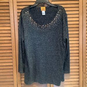 RUBY RD. Black /Gold Glitter Sweater